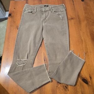 Mother Looker Ankle Fray Blow Out Coast Point Color Way Tan Khaki Size 27